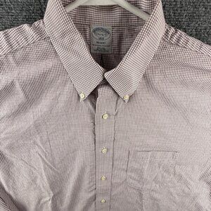 Brooks Brothers Red Check 17.5 6/7 Cotton Button-Down Regent Non-Iron Men Shirt